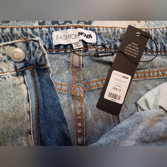 A Fashion Nova Embroider Lets Ride Western Boot Convertable Straight Leg Jeans - Picture 13 of 16